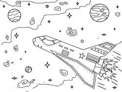 Ракета-шаттл в космосе Раскраски для детей мальчиков