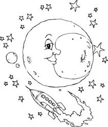 Ракета летит вокруг луны Раскраски для детей мальчиков