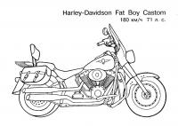 Harley davidson fat boy castom Распечатать раскраски для мальчиков