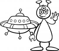Космический корабль и инопланетянин Раскраски для мальчиков