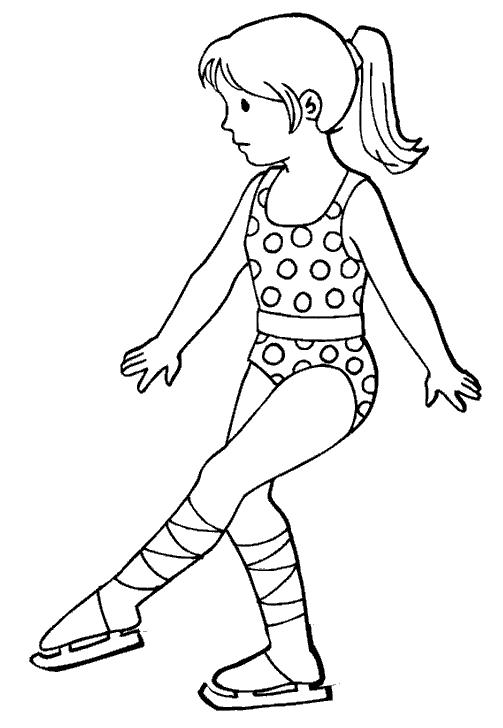Раскраска девочка коньках. Девочка на коньках. Скачать раскраски.