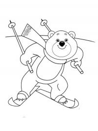 Спорт мишка на лыжах Раскраски для мальчиков бесплатно