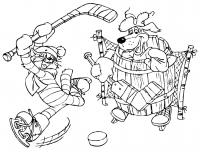 Матроскин и шарик играют в хоккей Раскраски для мальчиков бесплатно