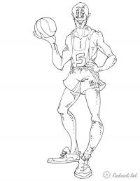 Баскетболист и мяч Раскраски для мальчиков