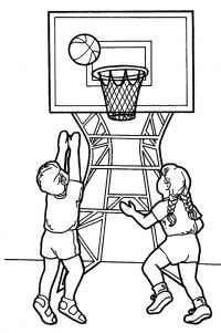 Баскетбол мальчик с девочкой Раскрашивать раскраски для мальчиков