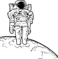 Космонавт на планете Распечатать раскраски для мальчиков