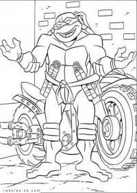 Черепашка ниндзя на мотоцикле Раскраски для детей мальчиков