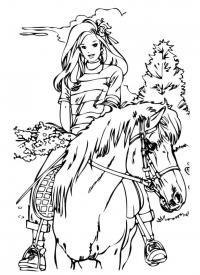 Раскраски девушка верхом  лошади Раскраски для мальчиков
