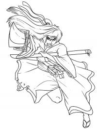 Самурай летит с мечом Раскрашивать раскраски для мальчиков