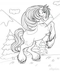 Раскраски лошади в горах Раскраски для мальчиков