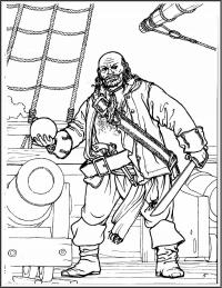 Пушка и пират на корабле Раскрашивать раскраски для мальчиков