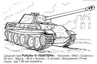 Средний танк пантера Раскраски для мальчиков бесплатно