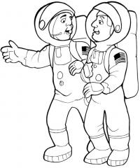 Два космонавта Распечатать раскраски для мальчиков