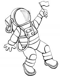 Космонавт с флажком Раскрашивать раскраски для мальчиков
