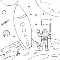 Космонавт приземлился на луну Раскрашивать раскраски для мальчиков