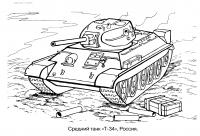 Т-34 на поле боя Раскраски для мальчиков бесплатно