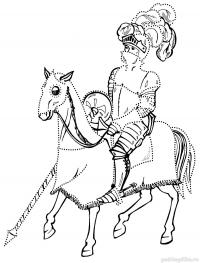 Рыцарь на коне с мечом Раскраски для мальчиков
