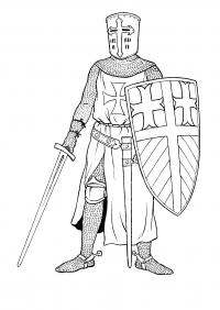 Рыцарь тевтонец  и меч Раскраски для мальчиков