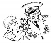 Ребенок дарит цветы ветерану Раскраски для мальчиков