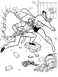 Супермен дерется во дворе Раскраски для мальчиков