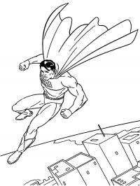Супермен над мегаполисом Раскраски для мальчиков