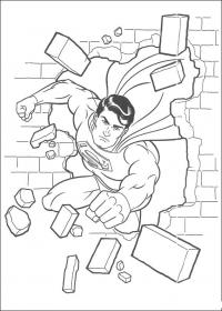 Супермен проломил стену Раскраски для мальчиков