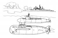 Подводные лодки на войне Раскрашивать раскраски для мальчиков