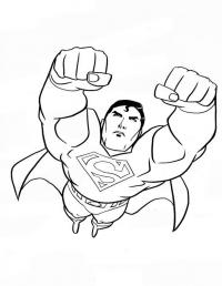 Полет супермена с кулаками Раскраски для мальчиков