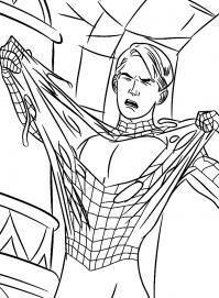 Человек паук снимает в отчаянии костюм супергероя Распечатать раскраски для мальчиков