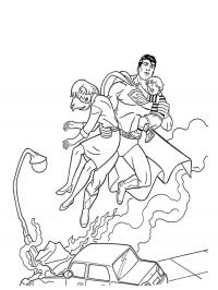 Супермен спасает маму и малыша Раскраски для мальчиков