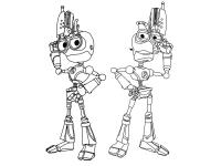 Два веселых робота Раскраски для детей мальчиков