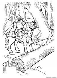 Илья муромец едет через лес Раскраски для мальчиков