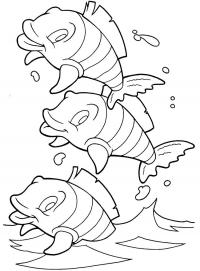 Три рыбки Распечатать раскраски для мальчиков