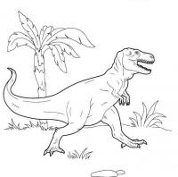 Динозавр возле пальмы Раскраски для мальчиков