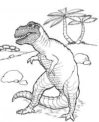 Динозавр и пальмы Раскраски для мальчиков