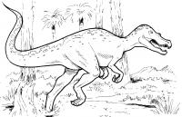 Динозавр бежит сквозь деревья Раскраски для мальчиков