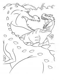 Динозавры сражаются Раскраски для мальчиков