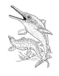 Рыба динозавр с множеством зубов Раскраски для мальчиков