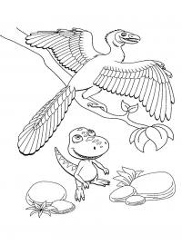 Динозавр и птица Раскраски для мальчиков бесплатно