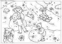 Зимние забавы в горах Раскрашивать раскраски для мальчиков