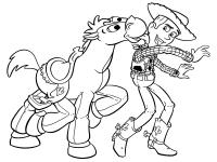 История игрушек, лошадка лижет ковбоя вуди Скачать раскраски для мальчиков