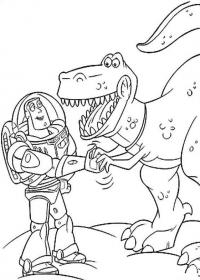 История игрушек, баз и динозавр Скачать раскраски для мальчиков