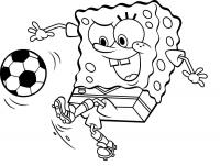 Спанч боб играет в футбол Распечатать раскраски для мальчиков