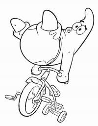 Патрик на велосипеде Распечатать раскраски для мальчиков