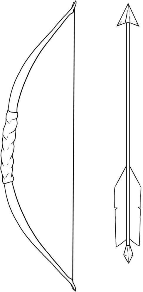 Лук и стрела древнее оружие. стрелы лук Распечатать раскраски для мальчиков