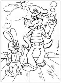 Волк и заяц из мультфильма ну погоди Раскраски для мальчиков бесплатно