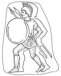 Римский легионер с копьем и щитом Раскраски для мальчиков