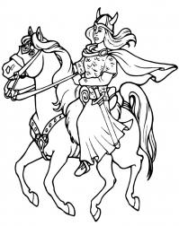 Викинг женщина на лошади Раскраски для мальчиков бесплатно
