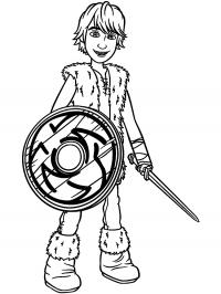 Викинг с деревянным щитом и мечем Раскраски для мальчиков бесплатно