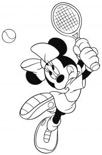 Минни маус играет в теннис Раскраски для мальчиков